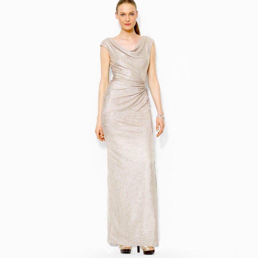 Lauren Ralph Lauren Metallic Gold Dress in Size 14